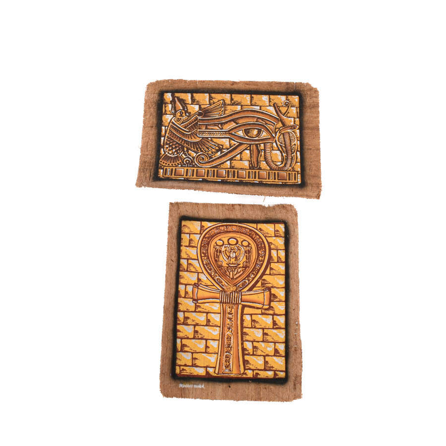 Set of Six Egyptian Papyrus Paintings: Symbols of Egypt-5