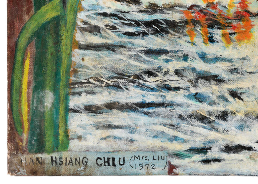 Signed "The Emerging Peace" Acrylic on Board by Han Hsiang Chiu-6