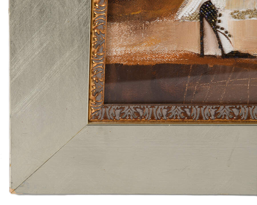 Framed Signed Alina Eydel "Chocolate Fur Coat" Mixed Media on Paper-6
