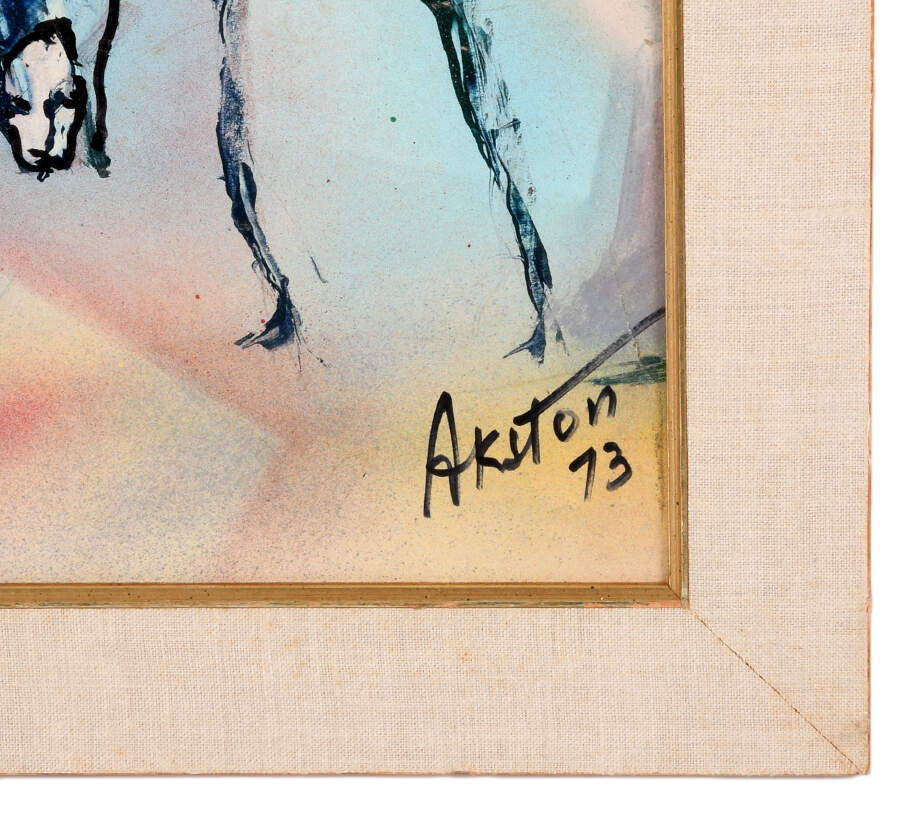 Framed J. Akston "Strange Gymnastics I" Mixed Media Artwork-4