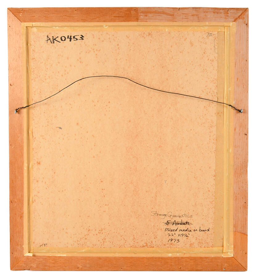 Framed J. Akston "Strange Gymnastics I" Mixed Media Artwork-2