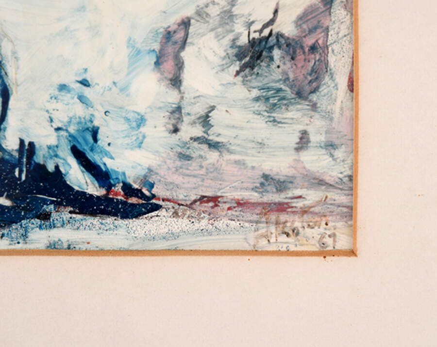 Framed J. Akston Abstract Terrain Mixed Media on Paper-5