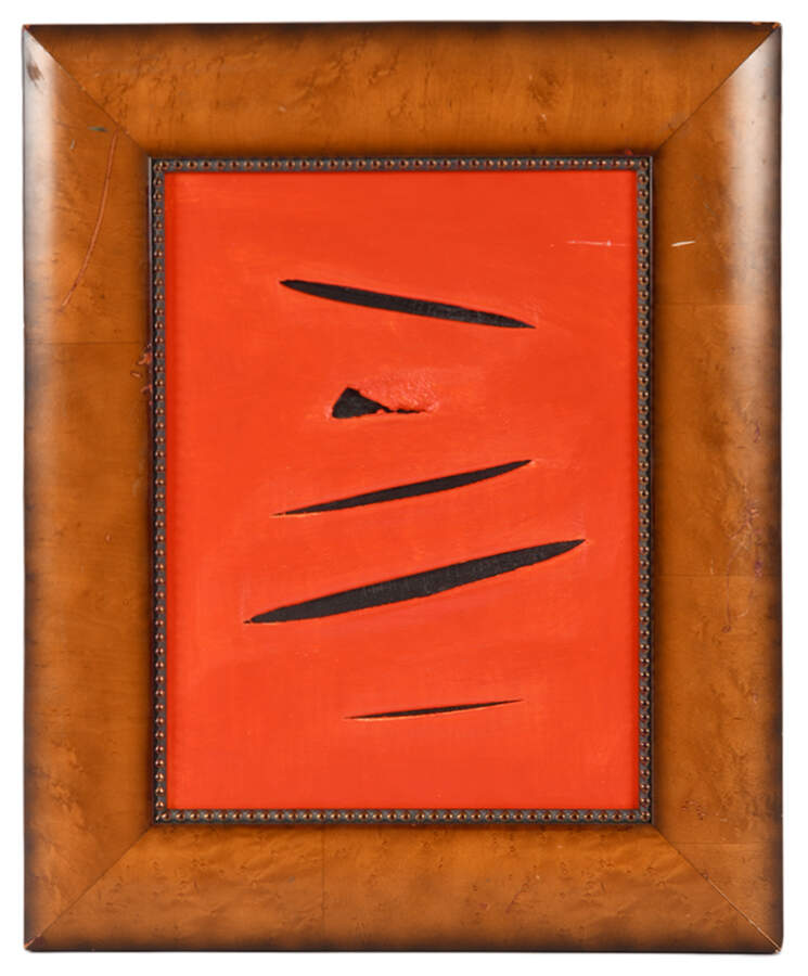Framed Mixed Media on Canvas After Lucio Fontana-1