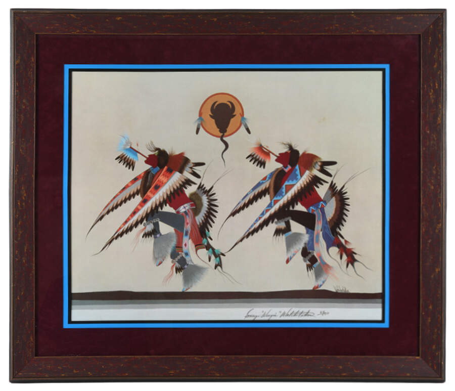 Framed Signed "Eagle Dancers" Print by George Smith Watchetaker-1