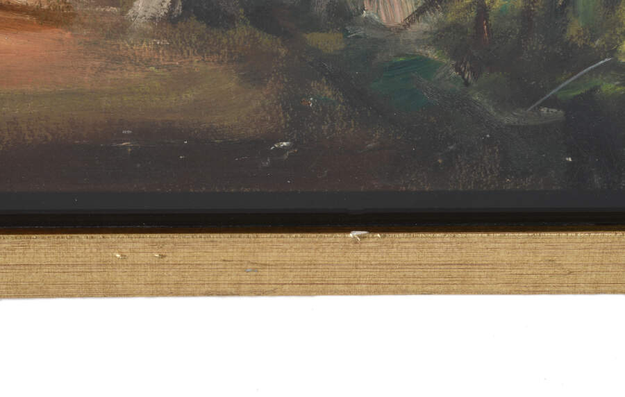 Framed "Path Through the Village" Attributed Maurice de Viaminck Artwork-6