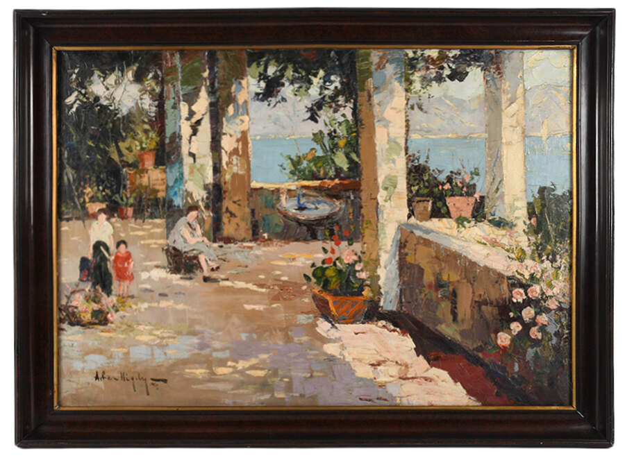 Framed Signed "A Coastal Conversation" Oil on Canvas-1
