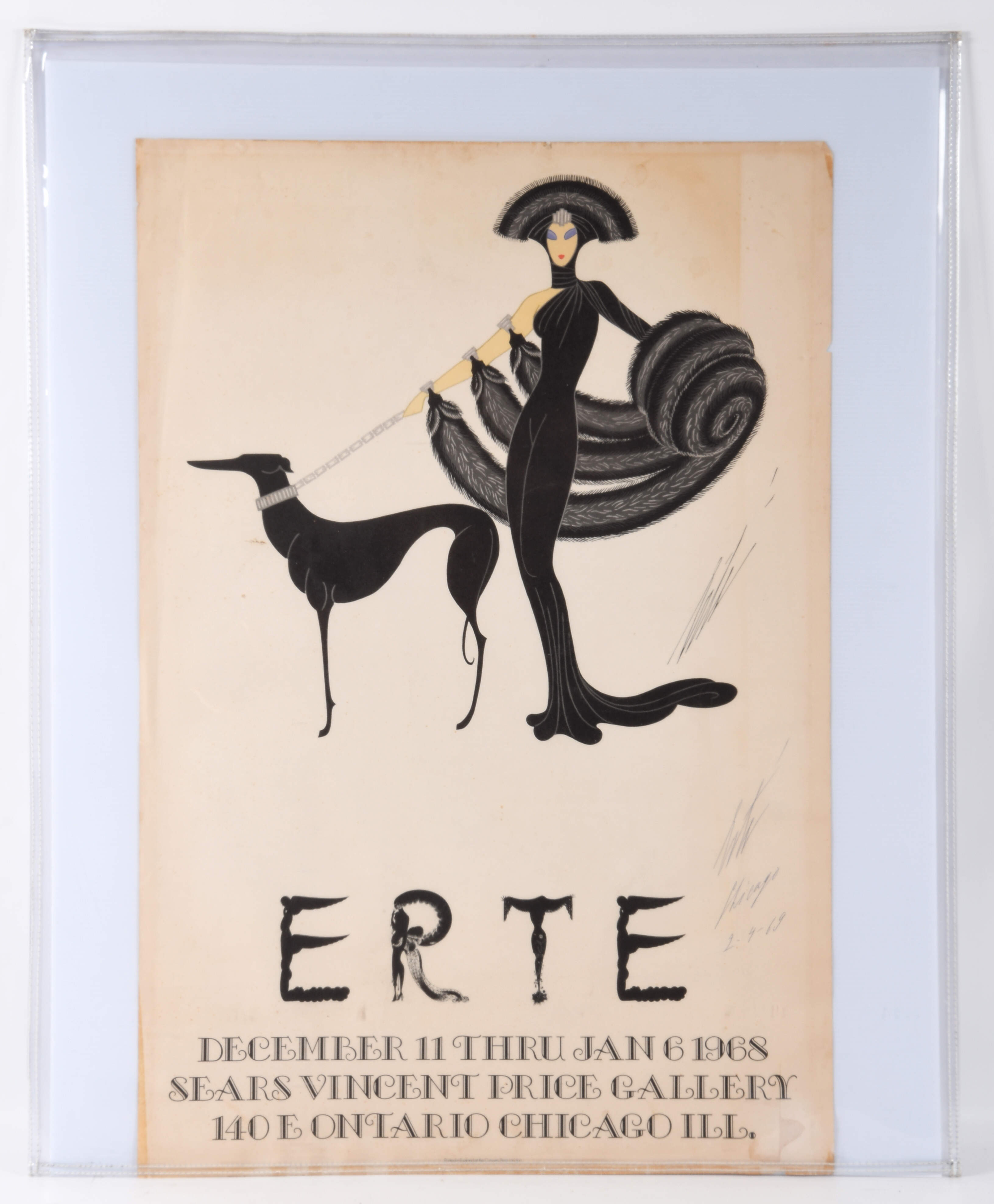 Signed Erté "Sears Vincent Gallery" Paper-1