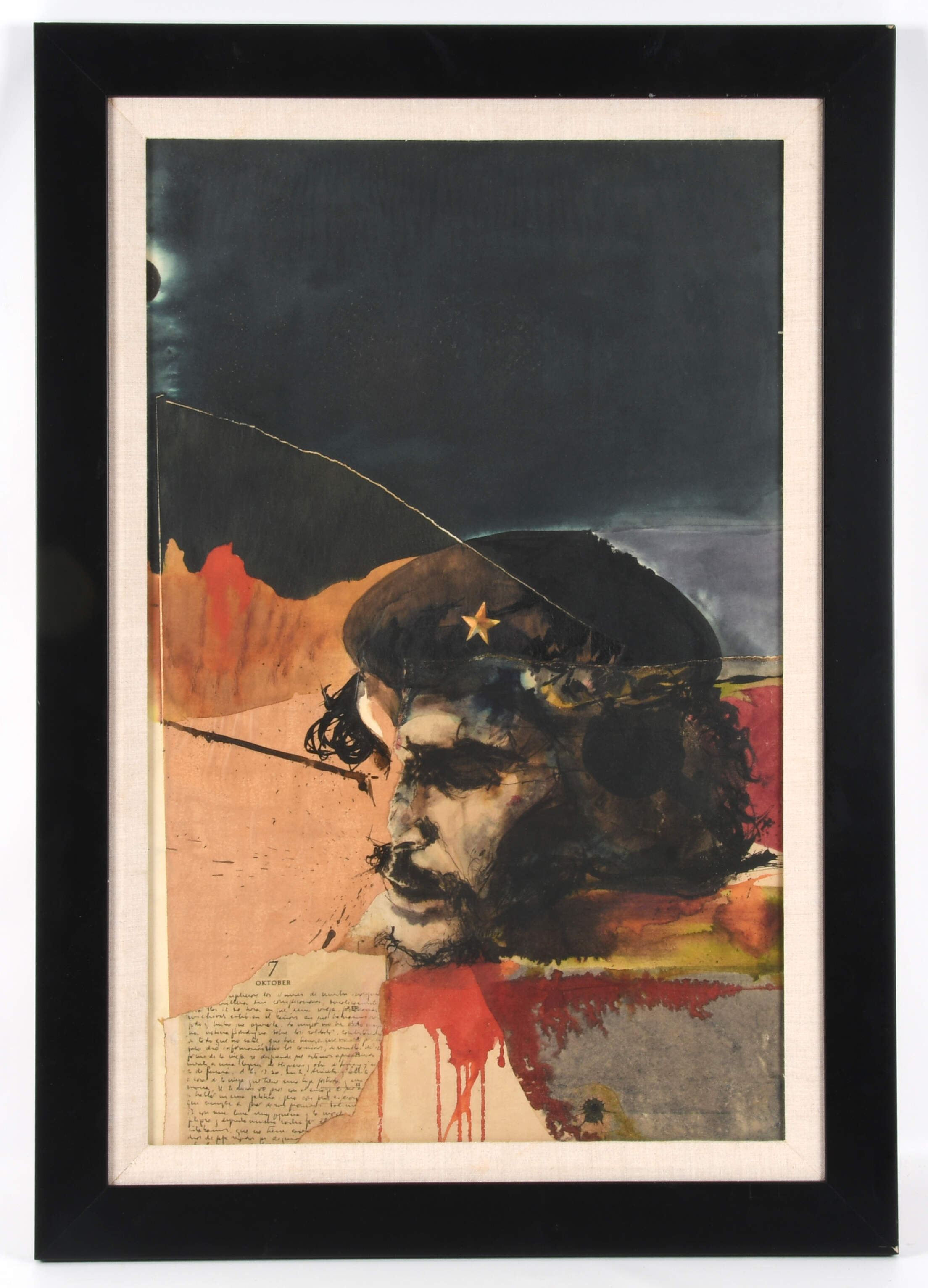Framed "Che Guevara: Blood and Ideals" Mixed Media on Paper-1