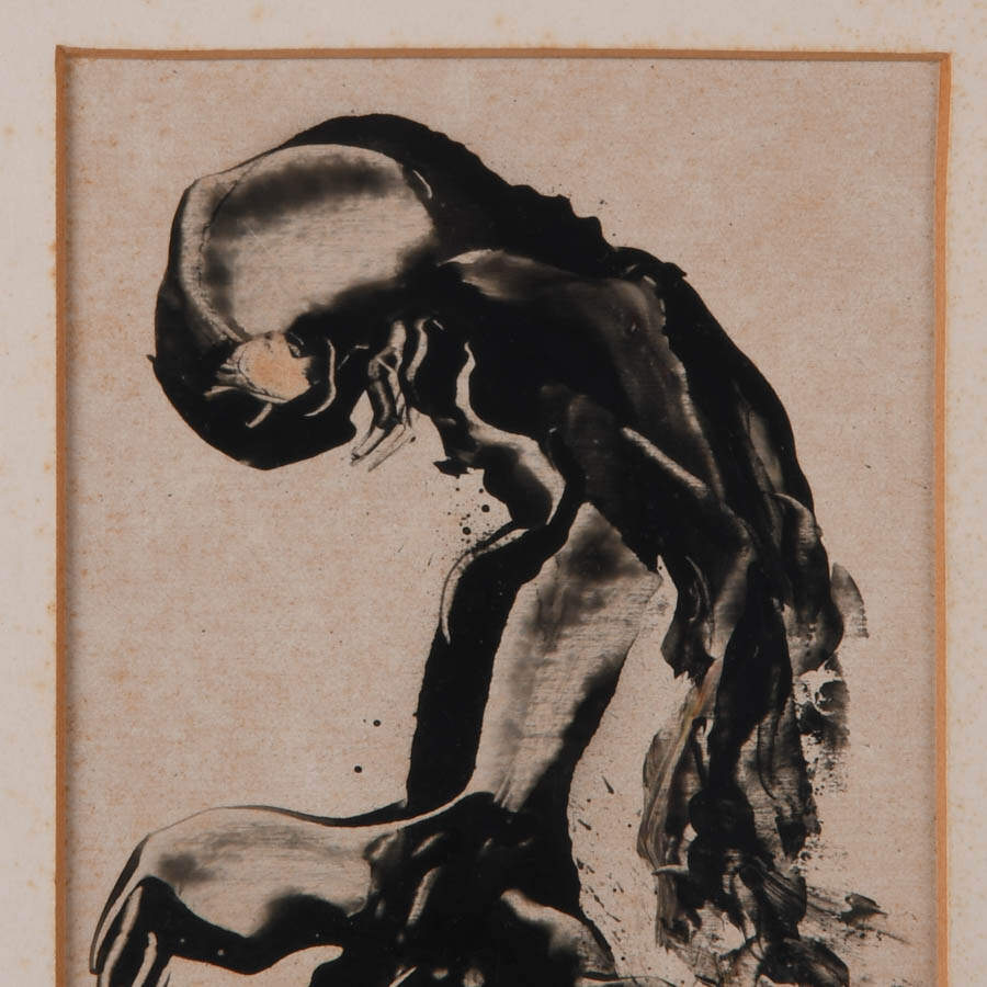 Framed J. Akston Untitled Monochrome Oil on Paper Painting-3