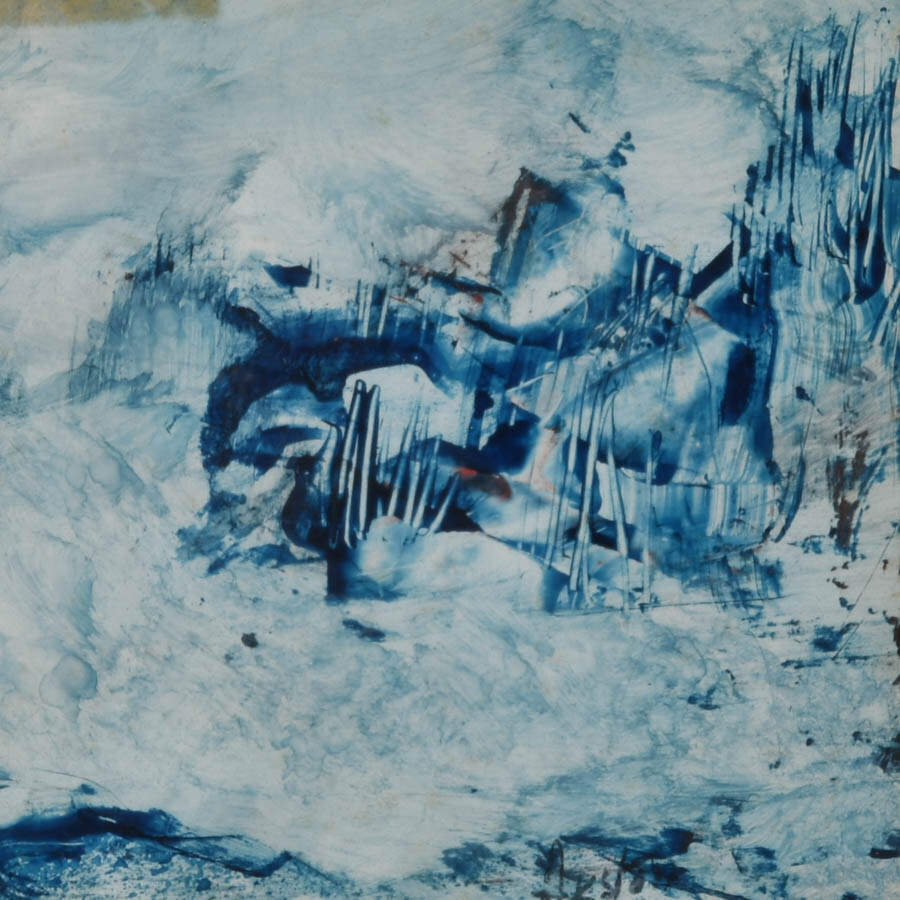 Framed J. Akston Blue Composition 1967 Enamel on Paper-4