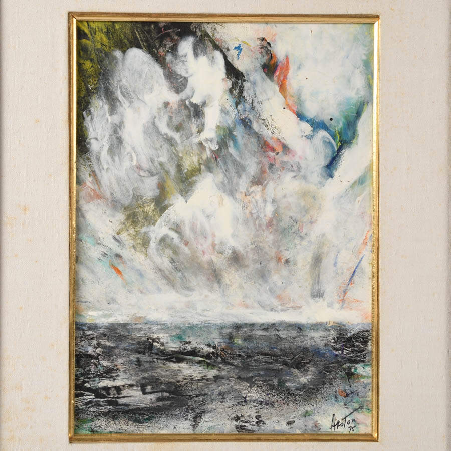 Framed J. Akston Sea and Land, 1975 Enamel on Board-2