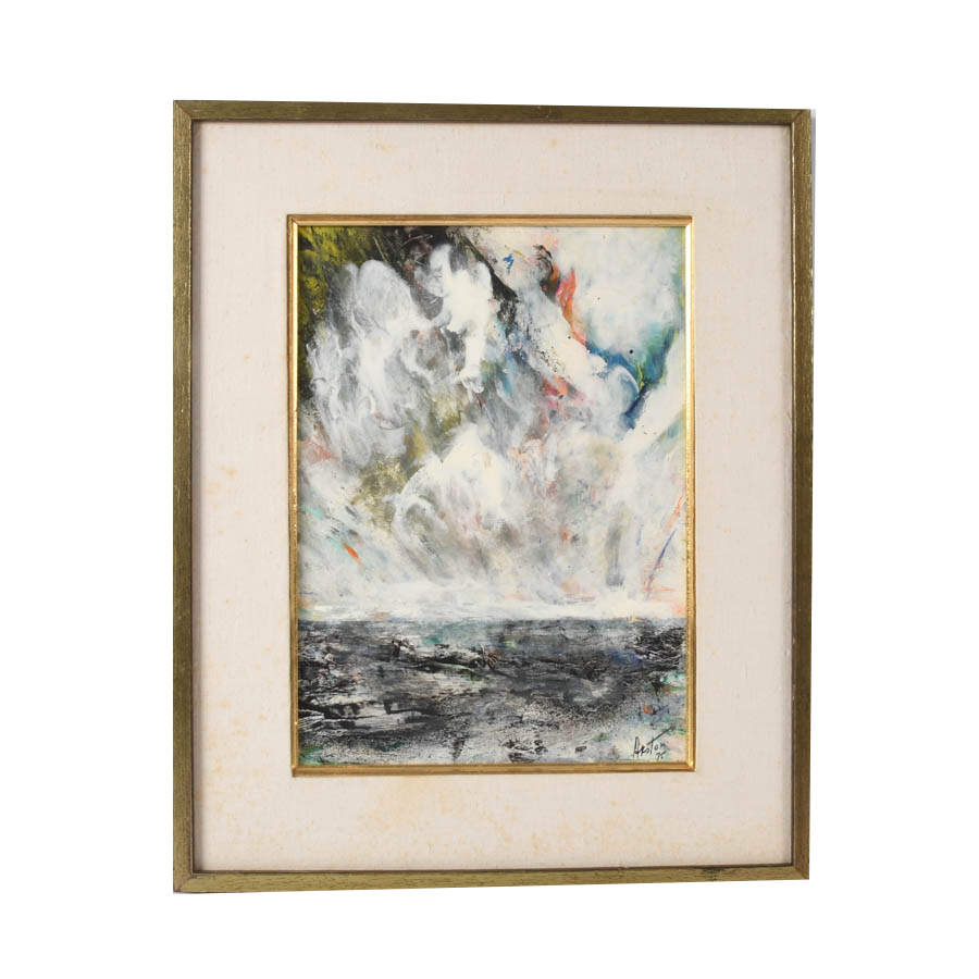 Framed J. Akston Sea and Land, 1975 Enamel on Board-1