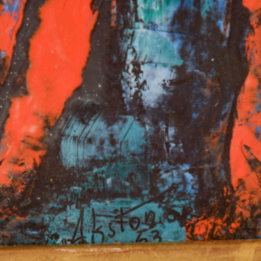 Framed J. Akston "Conspiracy" Oil on Paper-5