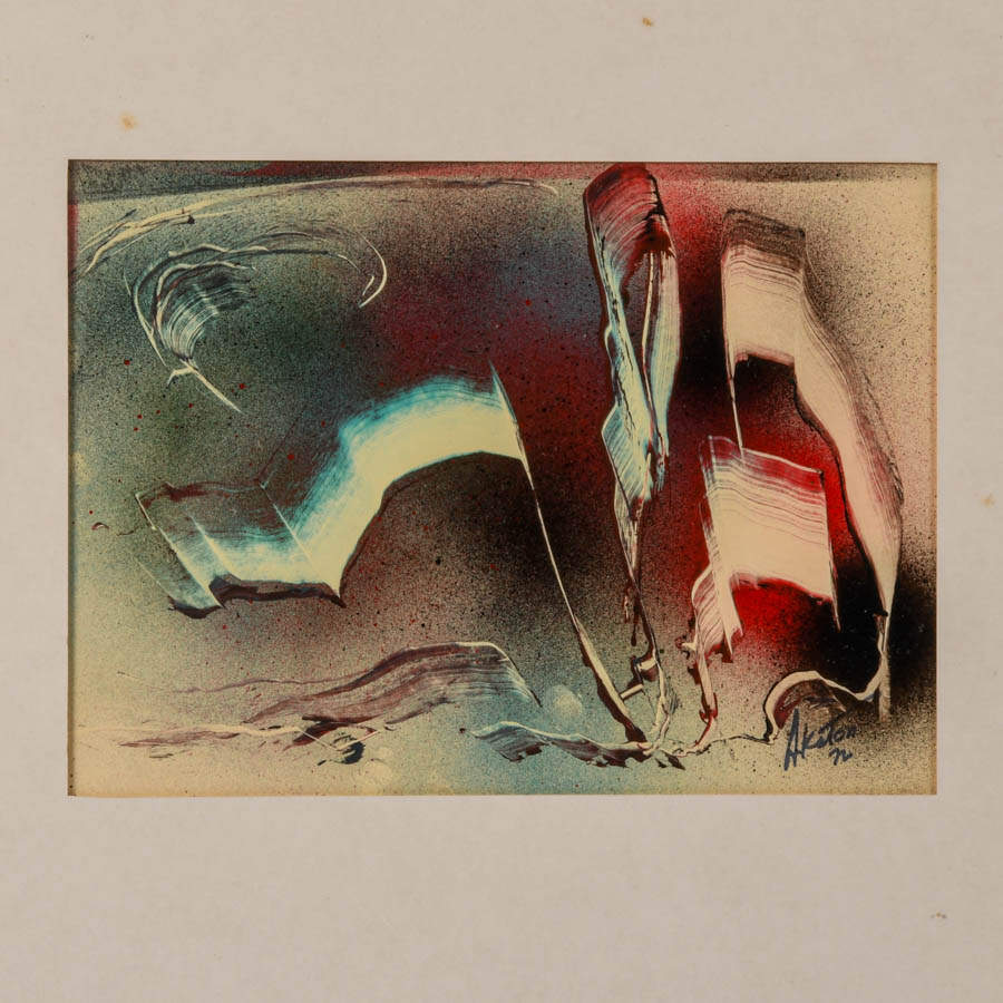 Framed J. Akston "New Forms Striving for Life" Enamel on Paper-2