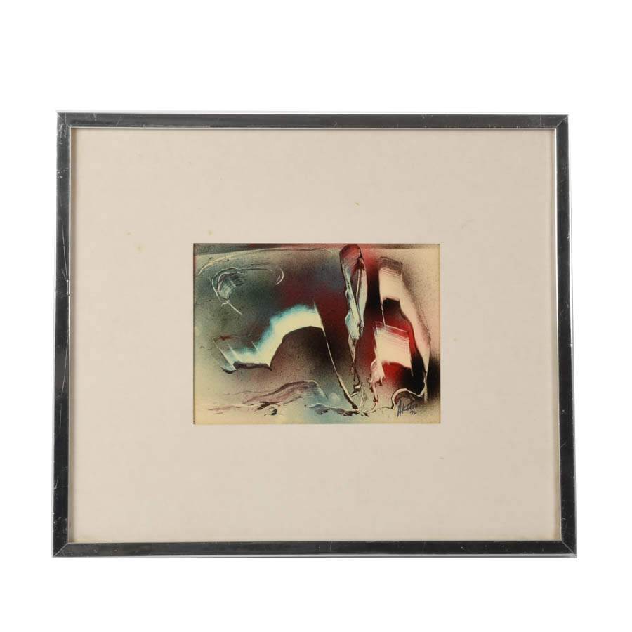 Framed J. Akston "New Forms Striving for Life" Enamel on Paper-1