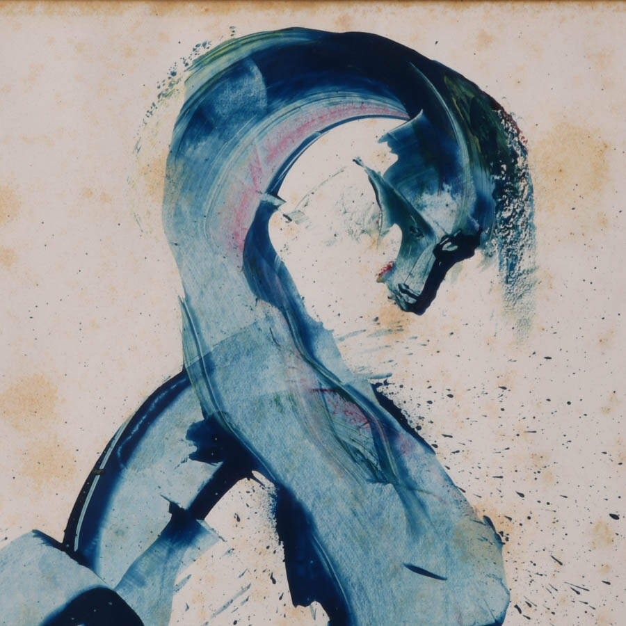 Framed J. Akston "Marching" Oil on Paper-3