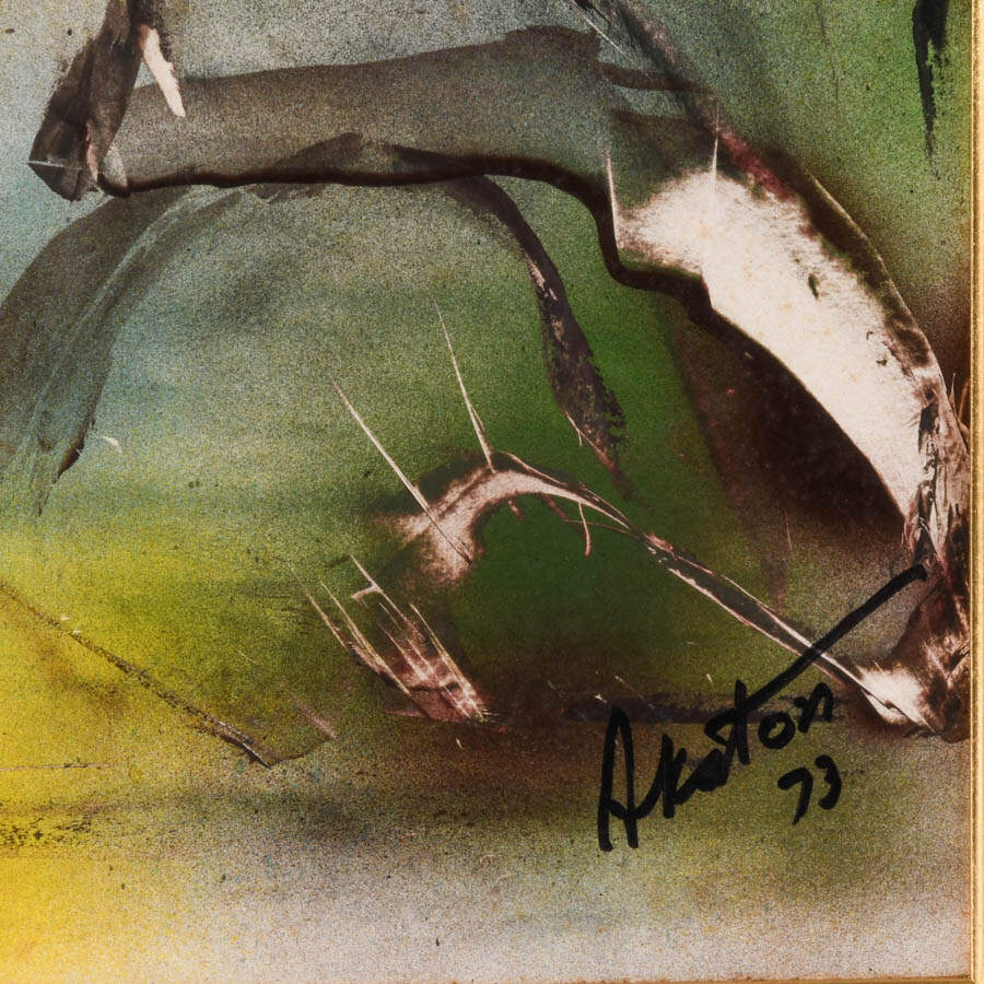 Framed Signed J. Akston Untitled 1973 Enamel Painting-4