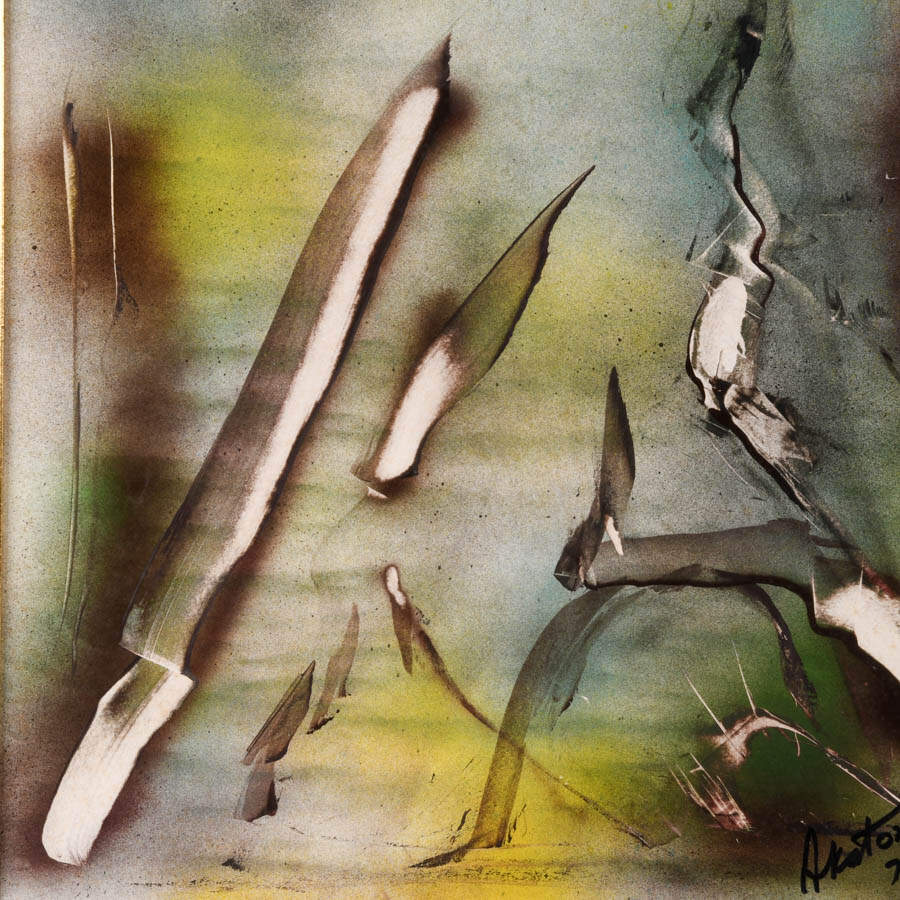 Framed Signed J. Akston Untitled 1973 Enamel Painting-2