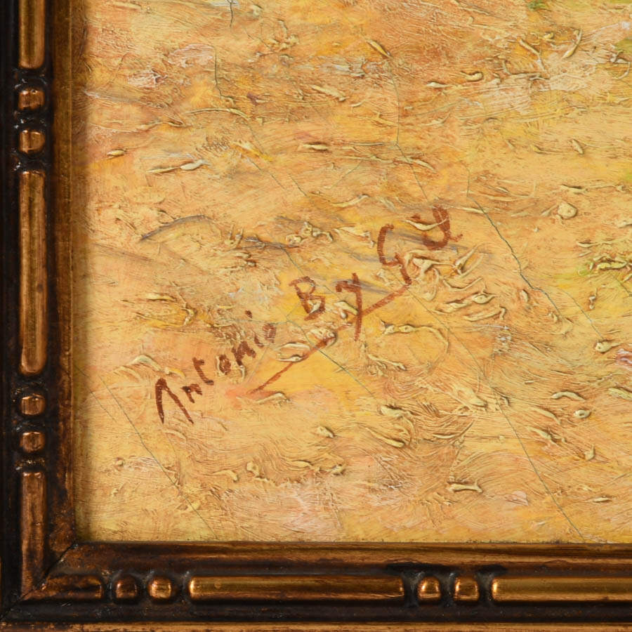 Framed Signed Juan Antonio Benllure "Los Hombrecitos" Oil on Canvas-5
