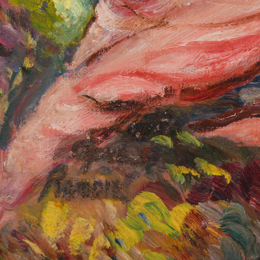 Framed "In the Meadow" Oil on Canvas After Pierre-Auguste Renoir-4