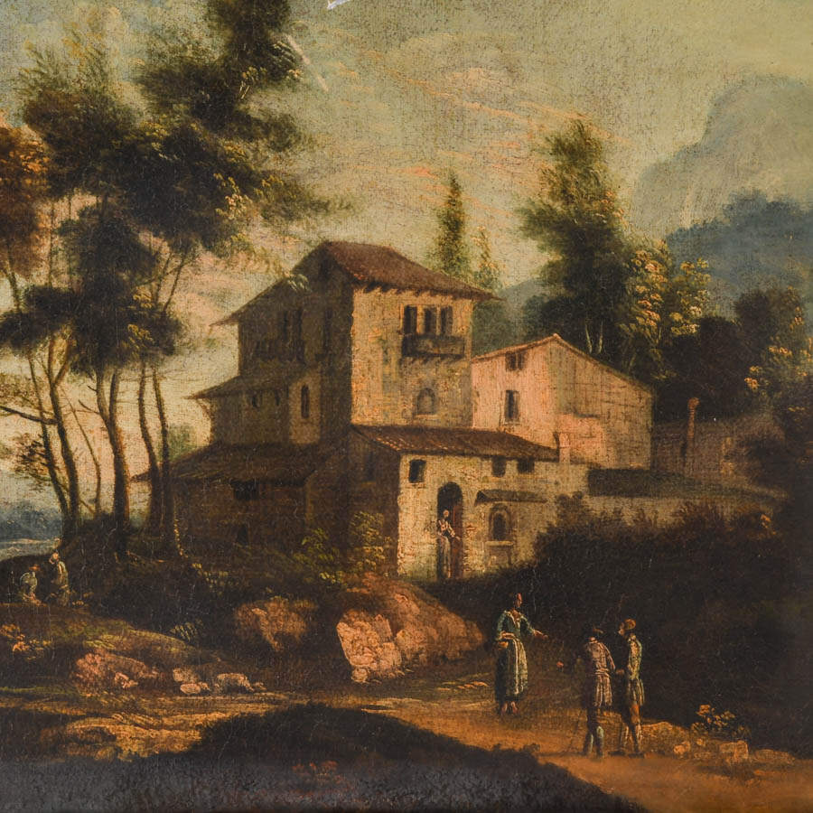 Framed "Evening Over the Estate" Oil on Canvas-3