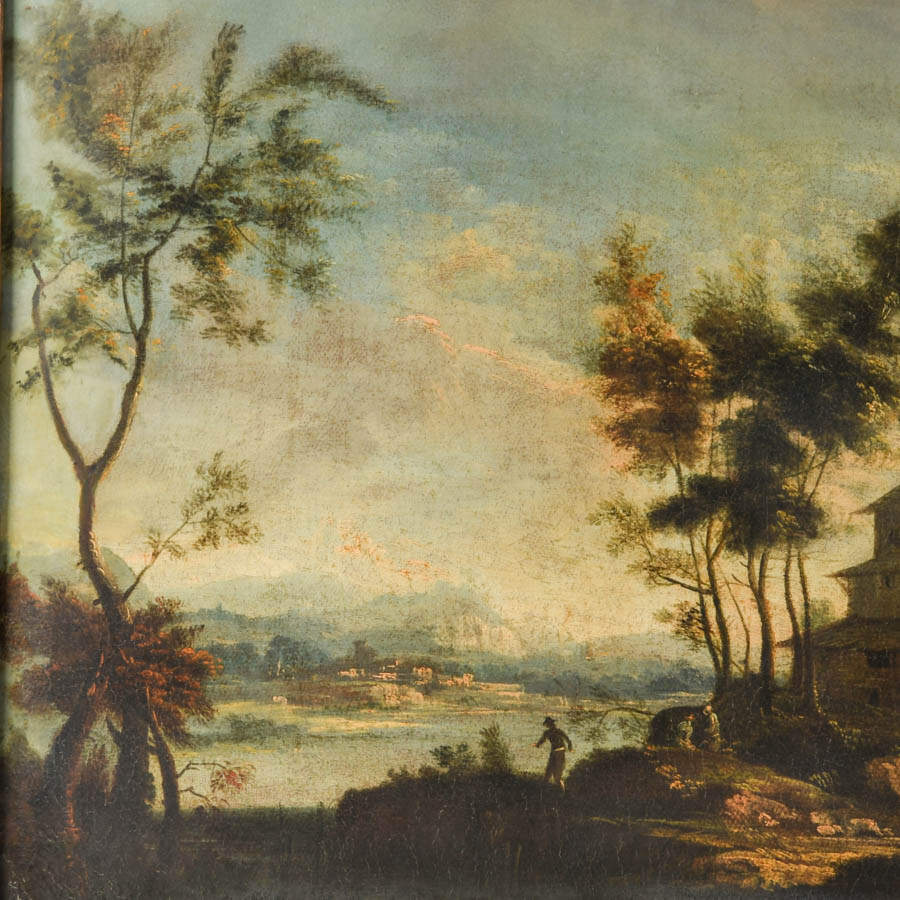 Framed "Evening Over the Estate" Oil on Canvas-2