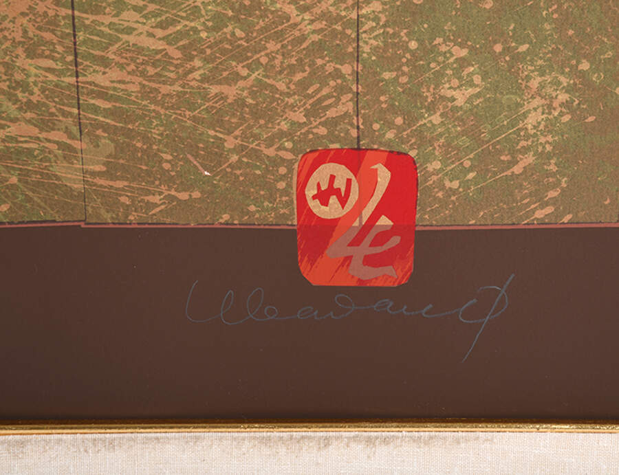 Framed Signed Hoi Lebadang "Floral Moon" Silk Screen Print-5