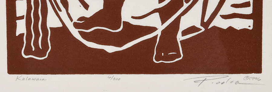 Framed Signed Douglas Po'oloa Tolentino "Kalawai" Woodblock Print-7