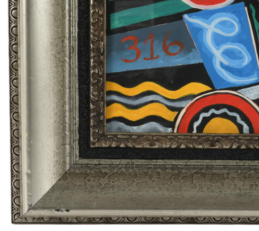 Framed "Jazz Geometry" Mixed Media on Board-3