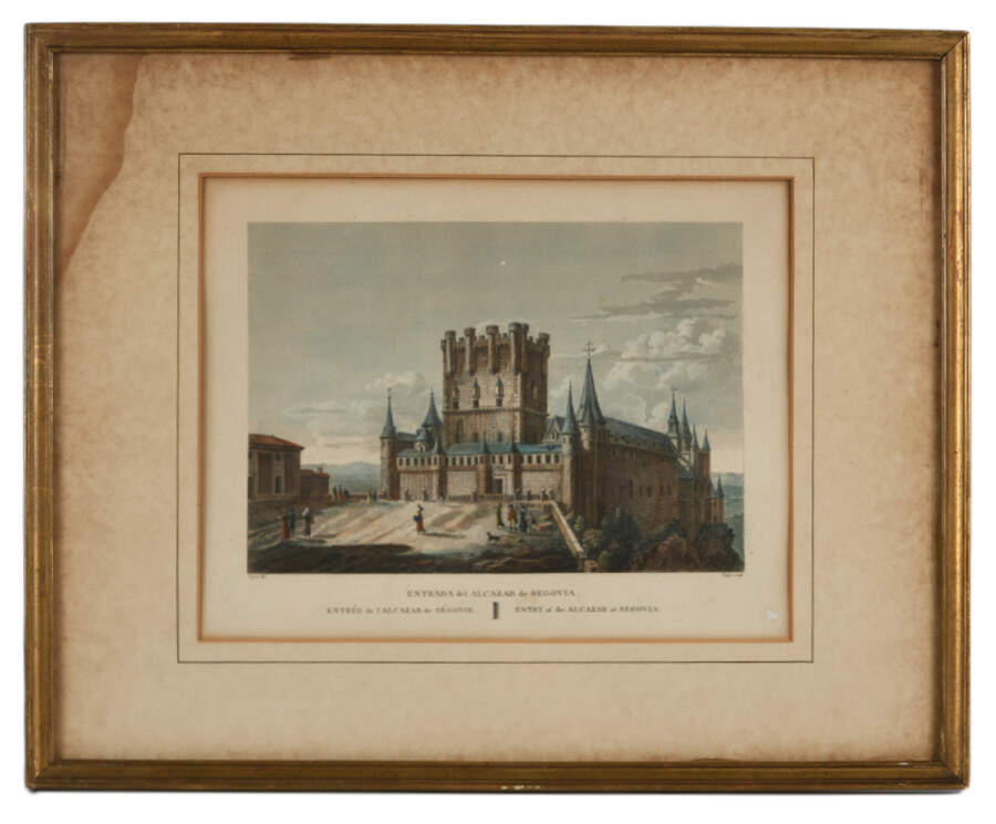 "Entrada del Alcázar de Segovia" Etching by Jean François Ernest Liger-1