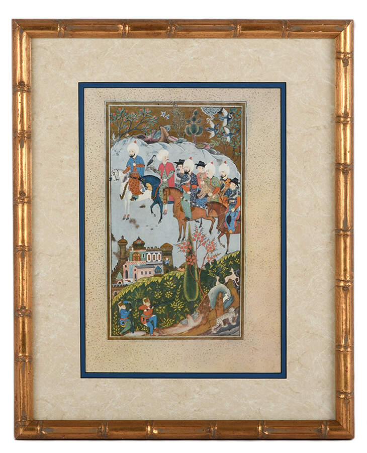 Gilt Framed Persian Hunt Scene Artwork-1
