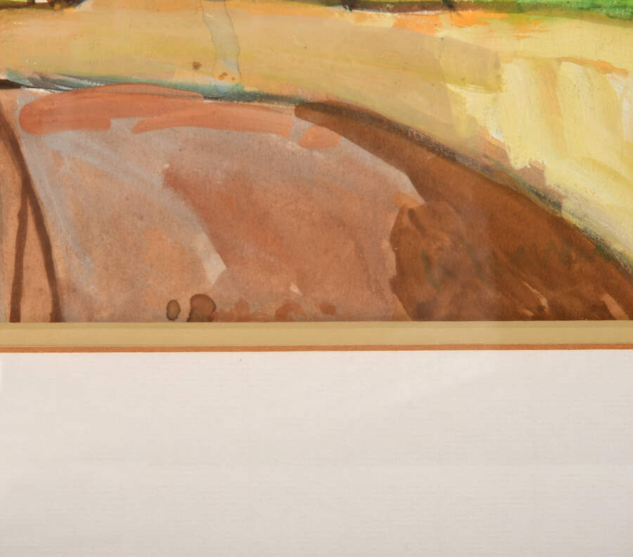 Framed Signed Gheorghe Ionesch Sunlit Ruins Watercolor-4