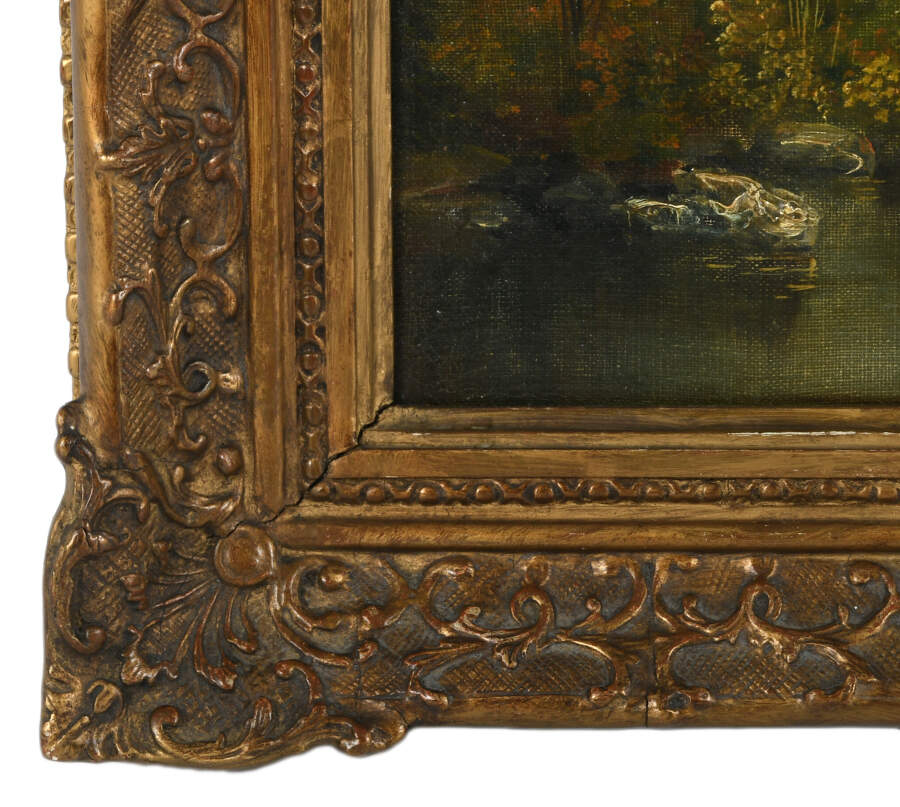 Framed Signed Whispers of a Quiet Village Oil on Canvas-3