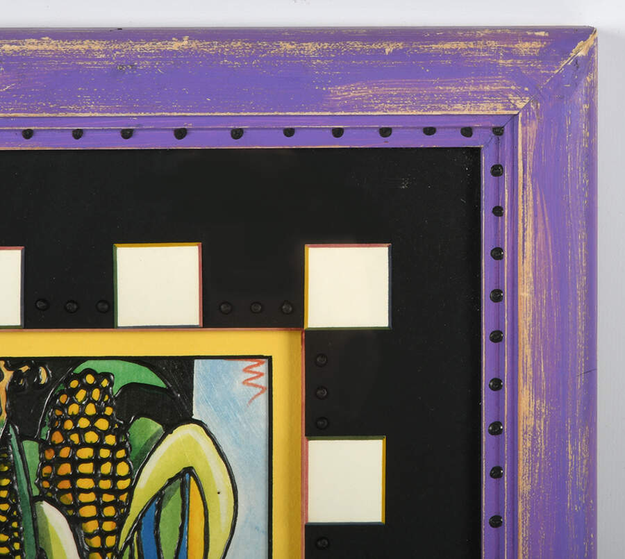 Framed Signed Acrylic Corn Artwork by C. Paul-4