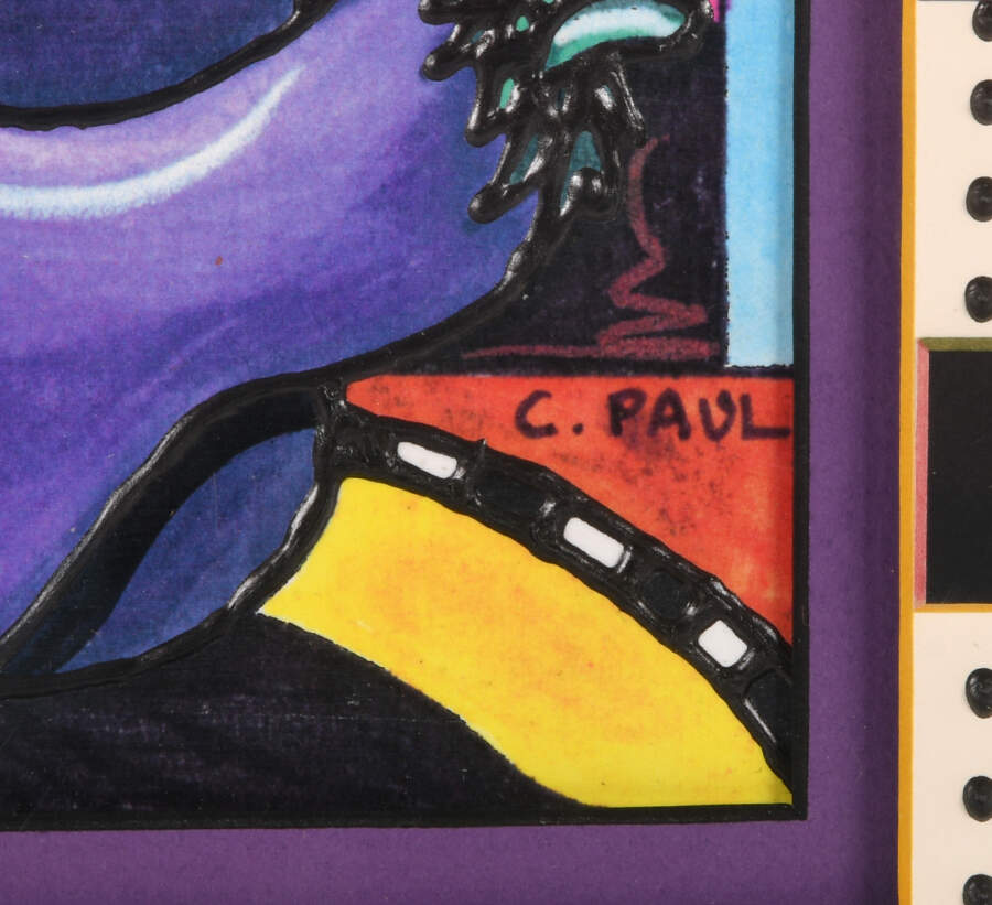 Framed Signed Acrylic Eggplant Artwork by C. Paul-7