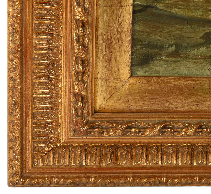 Framed Signed Ernst Huber "Cellar Scene" Oil on Canvas-3