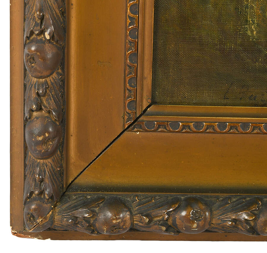 Antique Framed Signed "Water Gathering" Oil on Canvas-6
