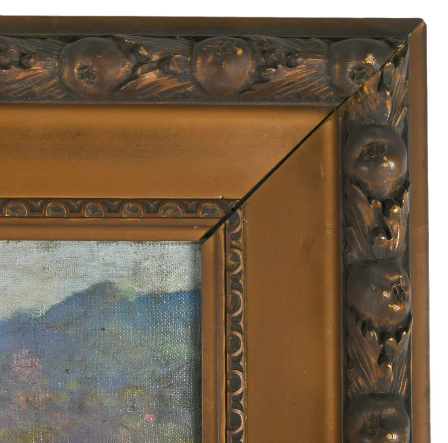Antique Framed Signed "Water Gathering" Oil on Canvas-4