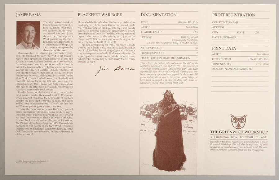 Signed James Bama Limited-Edition 288/1000 "Blackfeet War Robe" Print-5