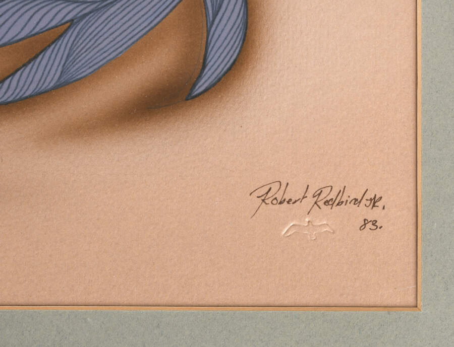 Signed Robert Redbird Jr. 1983 Painting on Board-3