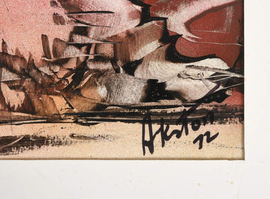 Signed J. Akston Dreamscape Collapse Enamel on Paper-6