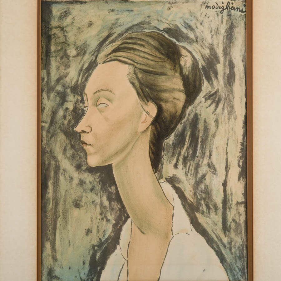 Framed "Lunia Czechowska" Chromolithograph on Paper After Amedeo Modigliani-2