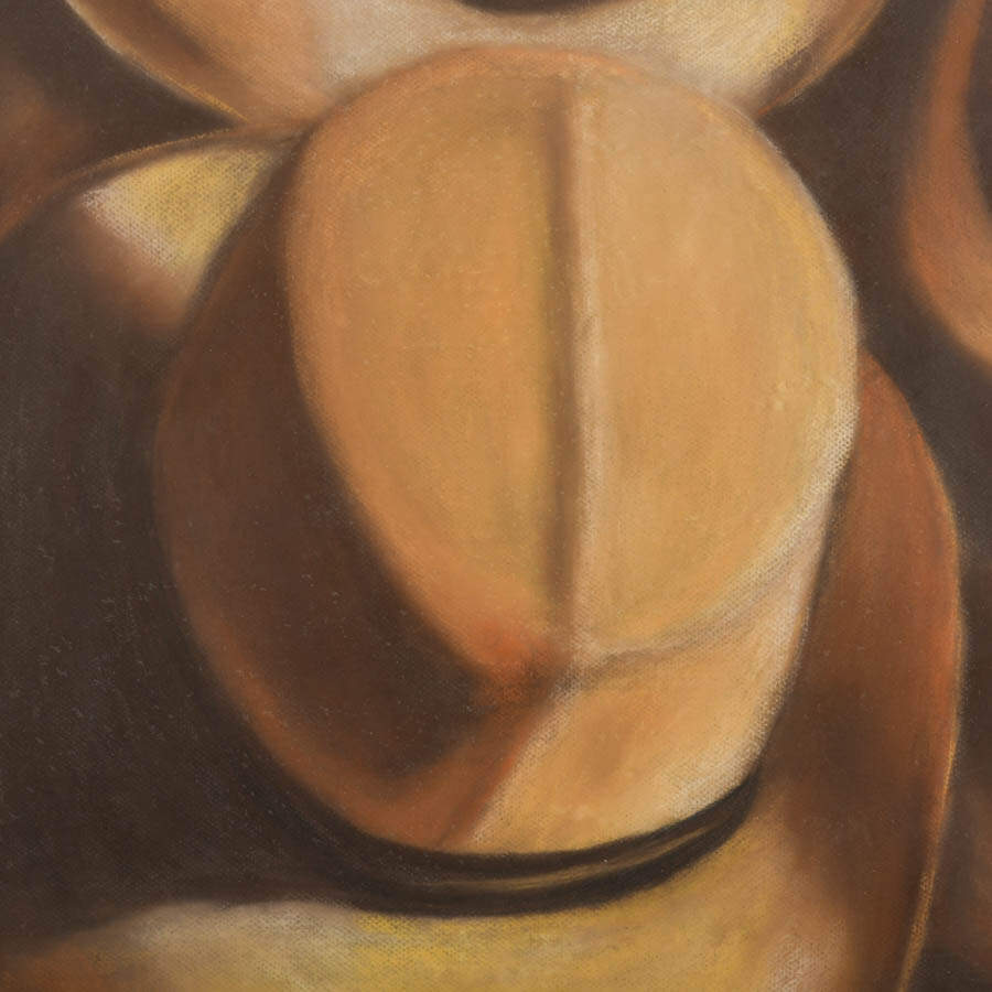 Framed Signed "Brimmed Hats" Pastel Painting by M. Salvadore-3