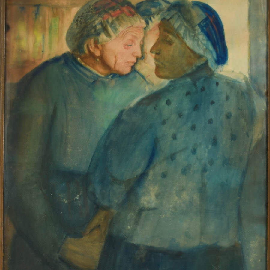 Framed Signed "Three Women" Watercolor by Maurycy Minkowski-3