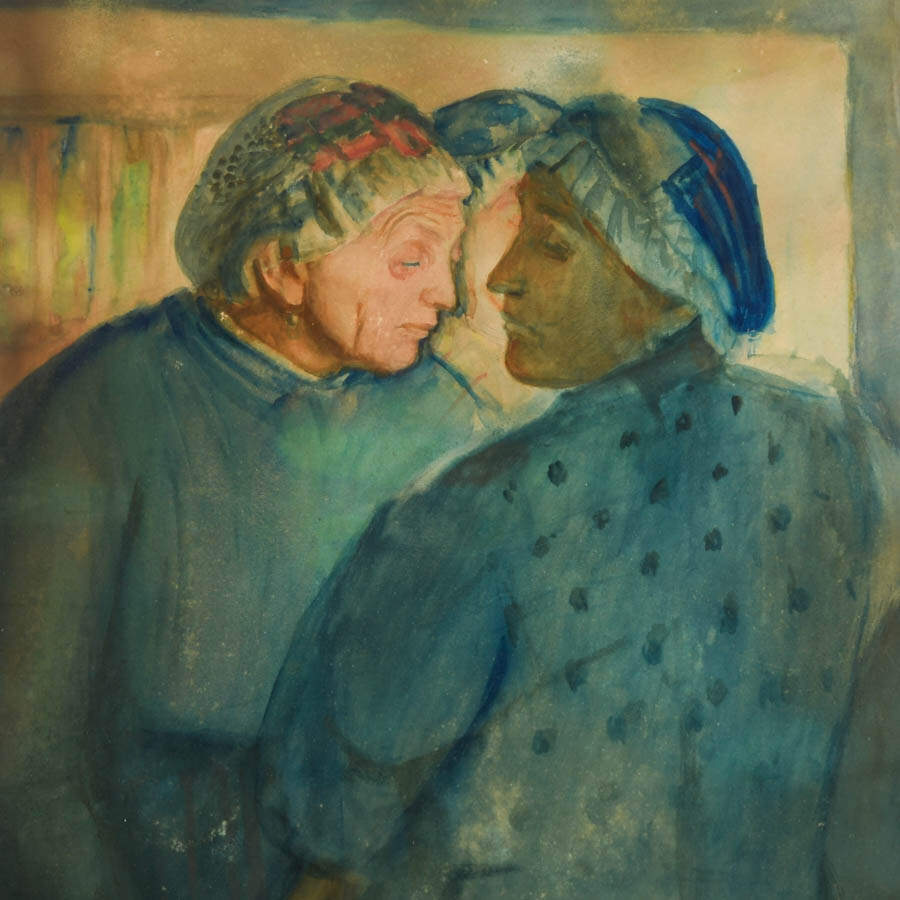 Framed Signed "Three Women" Watercolor by Maurycy Minkowski-2