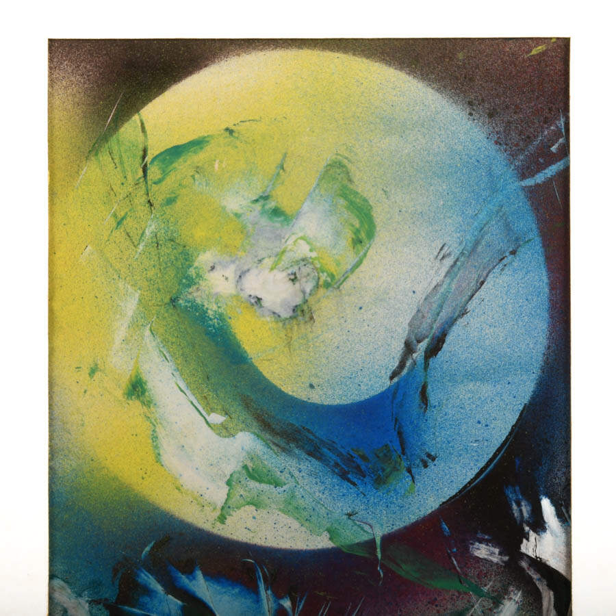 Framed J. Akston "Untitled" Enamel on Paper Painting-3