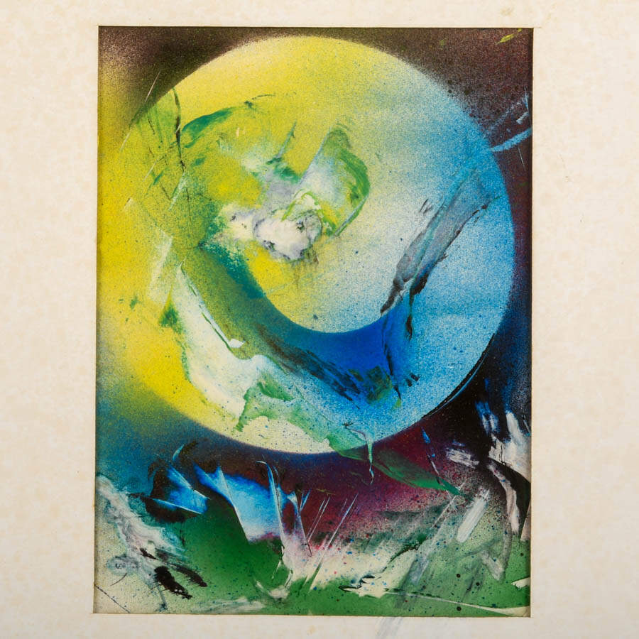 Framed J. Akston "Untitled" Enamel on Paper Painting-2