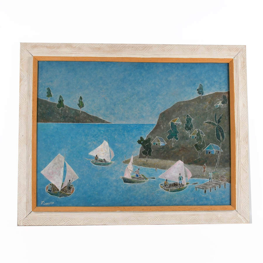 Framed Signed Journey from the Shore Paint on Board-1