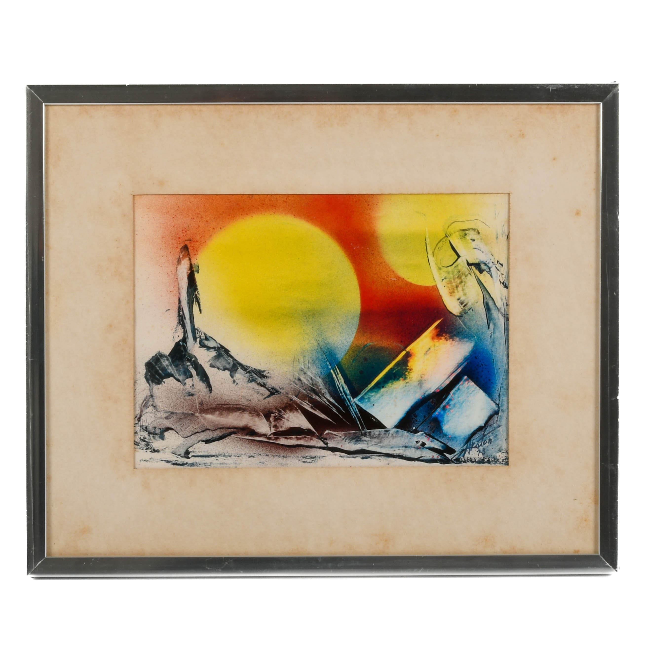 Framed J. Akston "Moonlight Euphoria" Oil on Paper-1