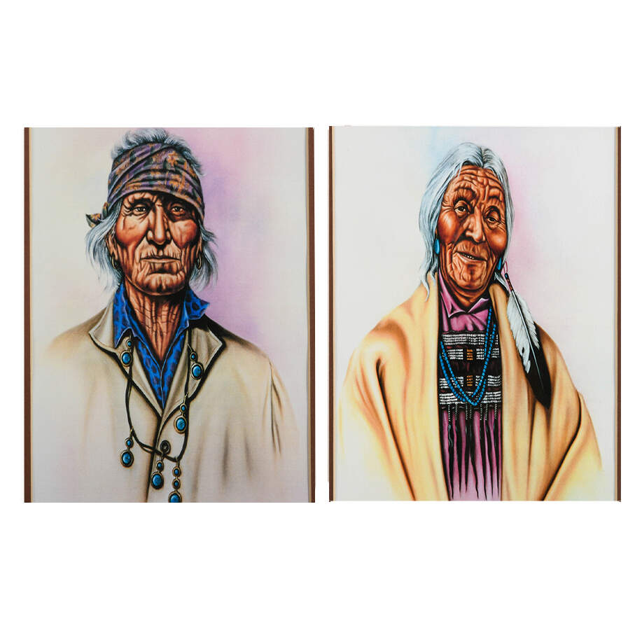Framed Signed Pair of Robert Carter Native American Portraits-2